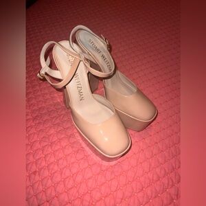 Stuart Weitzman platform heels . Size 7 narrow , color nude
